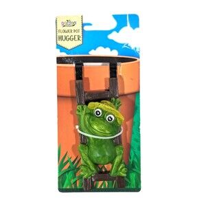Garden Climbing Green Frog Flowerpot Planter Hugger Resin 5.5-inch Gift NEW